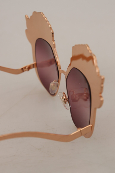 Pre-owned Dolce & Gabbana Sunglasses Dg2202 Pink Gold Rose Sequin Embroidery Rrp 1130usd In Red