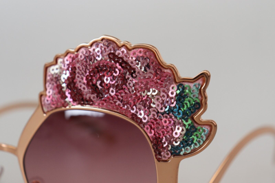 Pre-owned Dolce & Gabbana Sunglasses Dg2202 Pink Gold Rose Sequin Embroidery Rrp 1130usd In Red