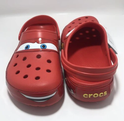 Pre-owned Crocs Classic Clog Lightning Mcqueen Disney Cars Size 7 Men 9 W 205759-610 In Red