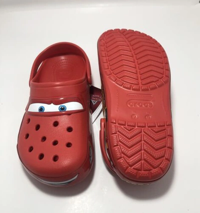 Pre-owned Crocs Classic Clog Lightning Mcqueen Disney Cars Size 7 Men 9 W 205759-610 In Red