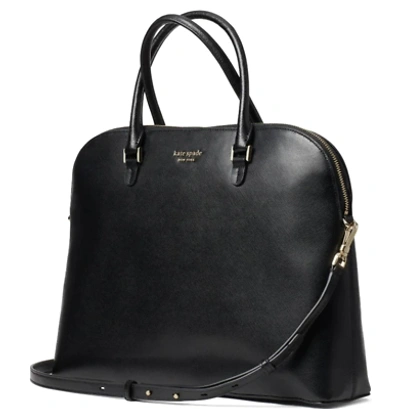 Pre-owned Kate Spade Work Tote Laptop Womens Black Large Spencer Leather 15in Crossbody