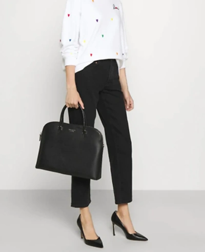 Pre-owned Kate Spade Work Tote Laptop Womens Black Large Spencer Leather 15in Crossbody