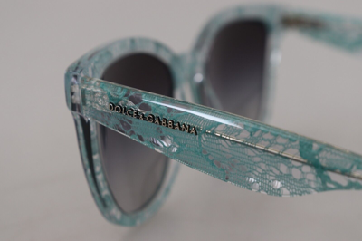 Pre-owned Dolce & Gabbana Sunglasses Dg4190 Blue Lace Crystal Acetate Butterfly Rrp 440usd In Gray