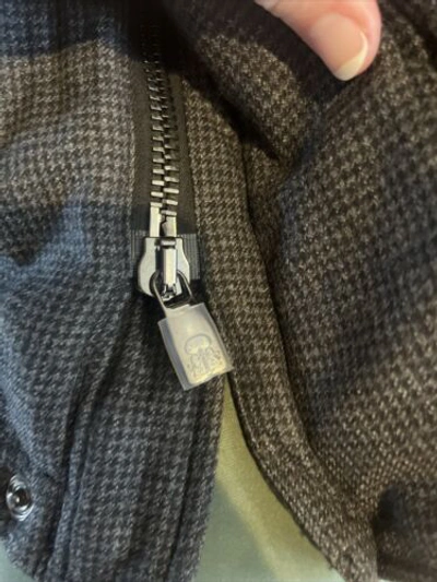 Pre-owned Corneliani Men's  Charcoal Wool Houndstooth Parka Jacket It 52 52r Us 42r 42 In Gray