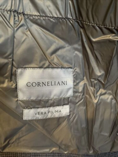 Pre-owned Corneliani Men's  Charcoal Wool Houndstooth Parka Jacket It 52 52r Us 42r 42 In Gray