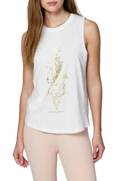 Shop Spiritual Gangster Sacred Geo Cotton Blend Muscle Tank In Stone