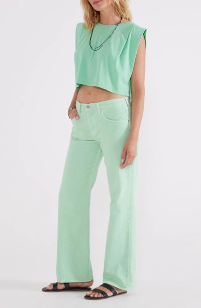 Shop Etica Amis Relaxed Bootcut Jeans In Dusty Aqua