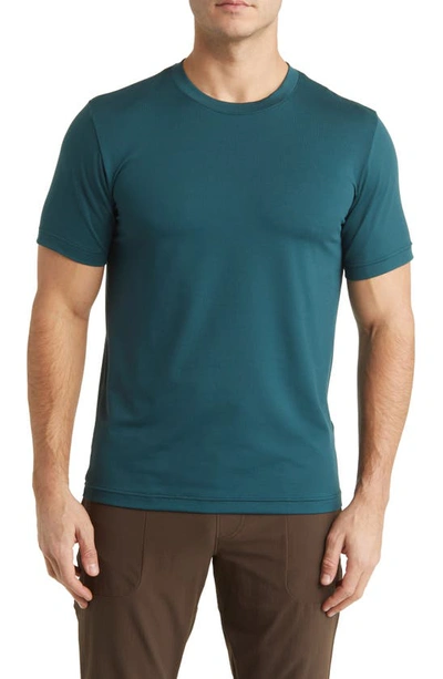 Shop Alo Yoga Conquer Reform Performance T-shirt In Midnight Green