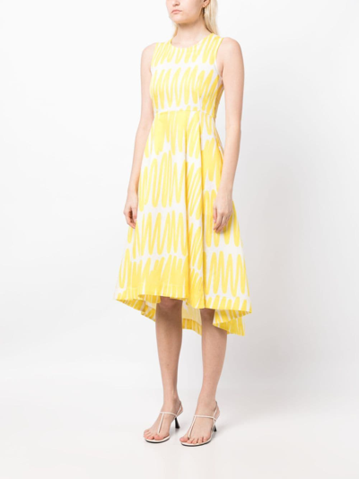 Shop Kiton Abstract-print Sleeveless Midi Dress In Yellow