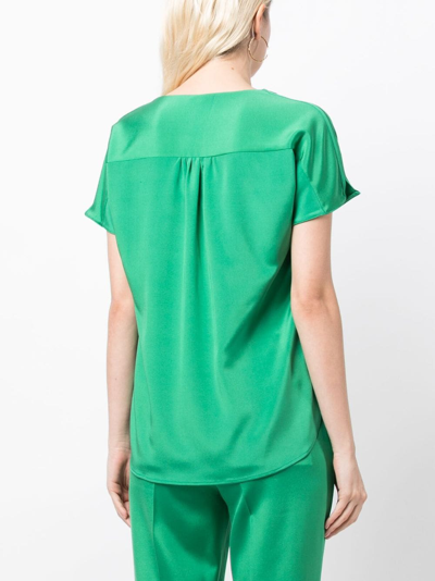 Shop Kiton V-neck Short-sleeve Blouse In Green
