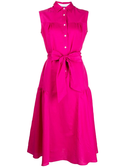 Shop Kiton Flared Sleeveless Midi Shirtdress In Pink