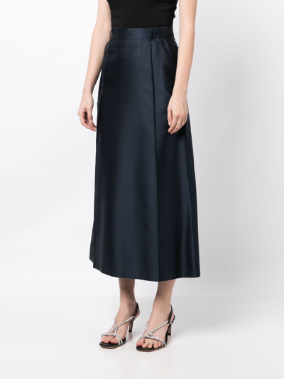 Shop Kiton High-waist A-line Midi Skirt In Blue