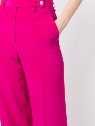Shop Kiton Pressed-crease Silk Tailored Trousers In Purple