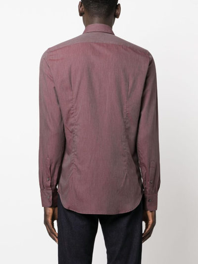 Shop Canali Long-sleeved Shirt In Purple