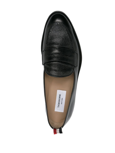 Shop Thom Browne Varsity Penny Loafers In Black