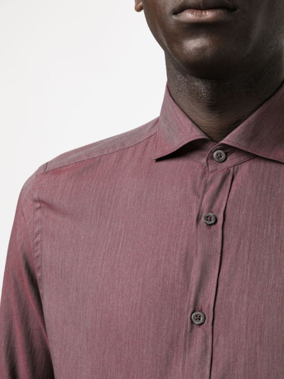 Shop Canali Long-sleeved Shirt In Purple
