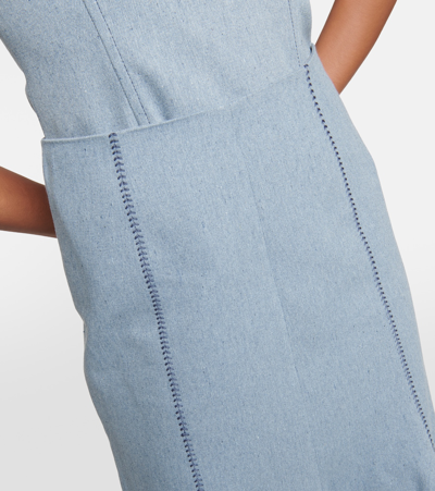 Shop Gabriela Hearst Amy High-rise Cotton Midi Skirt In Blue