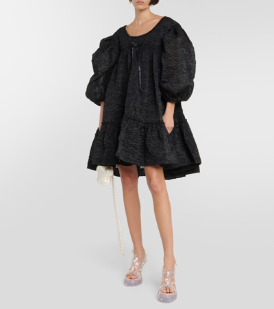 Shop Simone Rocha Lace-trimmed Tiered Minidress In Black