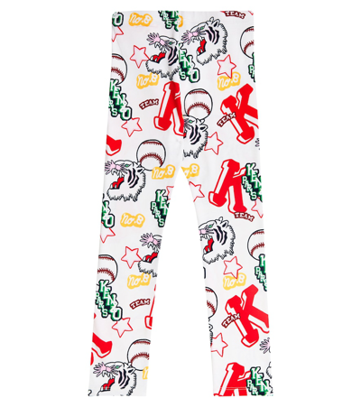 Shop Kenzo Printed Cotton-blend Leggings In Multicoloured