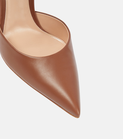 Shop Gianvito Rossi Juno D'orsay 105 Leather Pumps In Brown