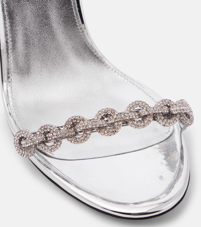 Shop Aquazzura Love Link Embellished Sandals 105 In Silver