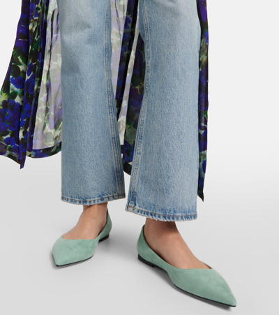 Jimmy Choo Love Suede Ballet Flats In Green