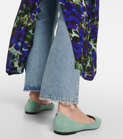 Jimmy Choo Love Suede Ballet Flats In Green