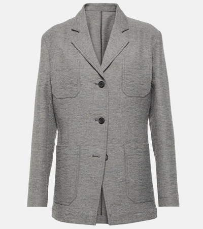 Totême Toteme Womens Grey Melange Single-breasted Jersey Wool And Recycled Polyamide-blend Blazer In Grey