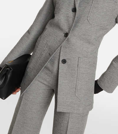 Totême Toteme Womens Grey Melange Single-breasted Jersey Wool And Recycled Polyamide-blend Blazer In Grey
