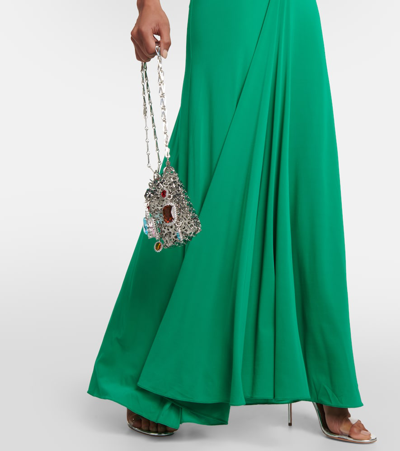 Shop Rabanne Draped Jersey Maxi Skirt In Green