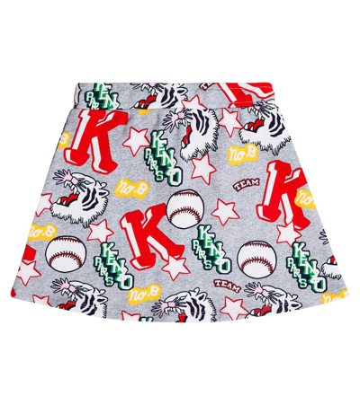 Shop Kenzo Printed Cotton Skirt In Grey