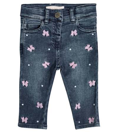 Shop Monnalisa Baby Embroidered Jeans In Multicoloured