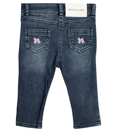 Shop Monnalisa Baby Embroidered Jeans In Multicoloured