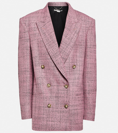 Stella Mccartney + Net Sustain Double-breasted Wool-tweed Blazer In Pink