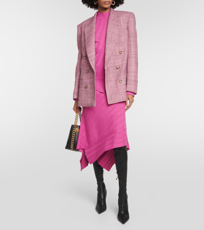 Stella Mccartney + Net Sustain Double-breasted Wool-tweed Blazer In Pink