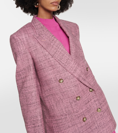 Stella Mccartney + Net Sustain Double-breasted Wool-tweed Blazer In Pink