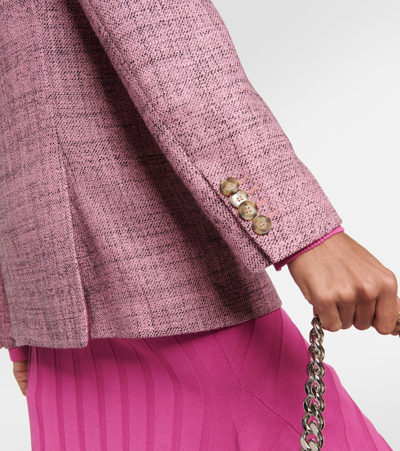 Stella Mccartney + Net Sustain Double-breasted Wool-tweed Blazer In Pink