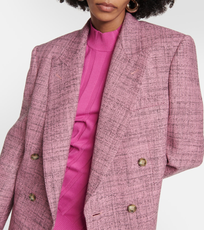 Stella Mccartney + Net Sustain Double-breasted Wool-tweed Blazer In Pink