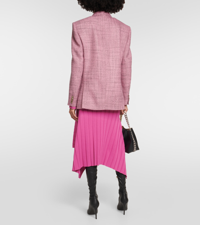 Stella Mccartney + Net Sustain Double-breasted Wool-tweed Blazer In Pink