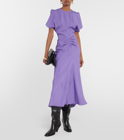 Shop Victoria Beckham Crêpe Midi Dress In Purple