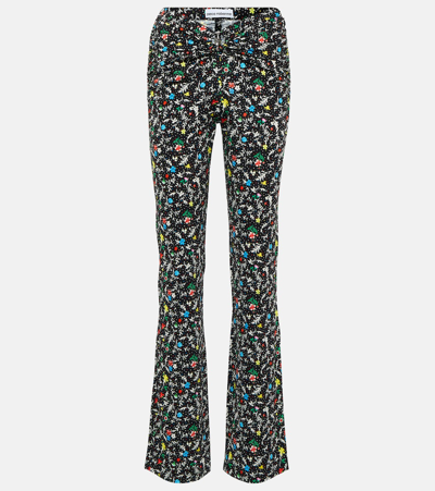 Shop Rabanne Printed High-rise Crêpe Pants In Multicoloured