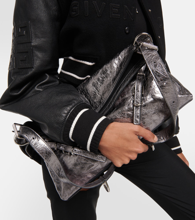 Shop Givenchy Voyou Medium Metallic Leather Shoulder Bag