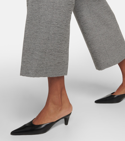 Totême Toteme Women's Grey Melange Jersey Wide-leg Mid-rise Wool And Recycled Polyamide-blend Trousers In Grey