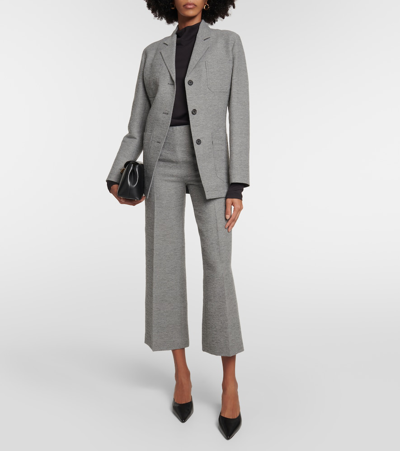 Totême Toteme Women's Grey Melange Jersey Wide-leg Mid-rise Wool And Recycled Polyamide-blend Trousers In Grey