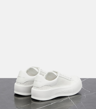 Shop Alexander Mcqueen Deck Raffia And Leather Sneakers In White