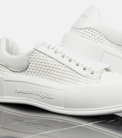 Shop Alexander Mcqueen Deck Raffia And Leather Sneakers In White