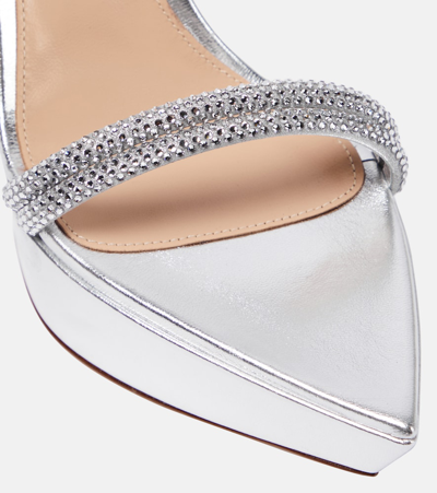 Shop Gianvito Rossi Burma Embellished Leather Platform Sandals In Silver
