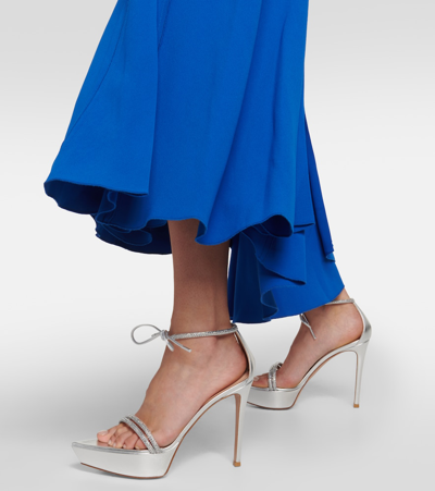 Gianvito Rossi Burma Embellished Leather Platform Sandals In Silver