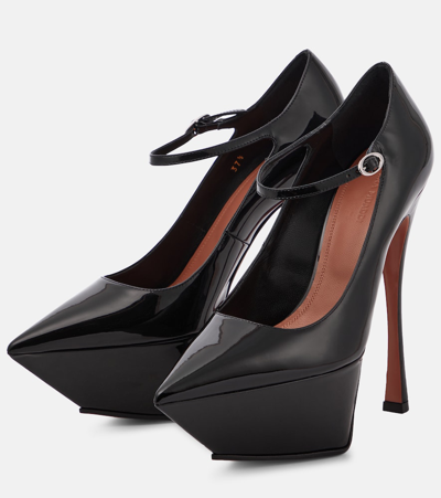 Amina Muaddi Angelica Patent-leather Platform Pumps In Black