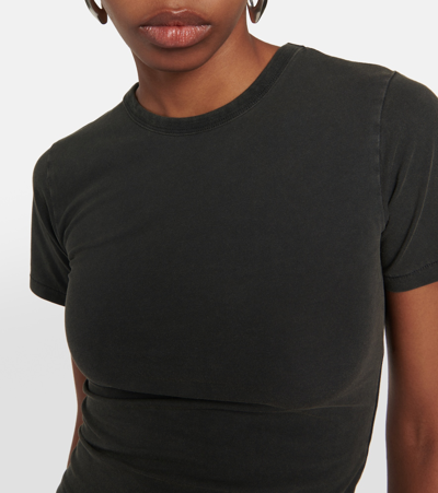 Shop Entire Studios Cropped Cotton Jersey Top In Black